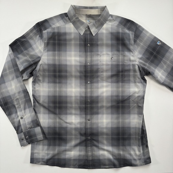 KUHL Response Lite Long Sleeve Shirt‎ Mens Large Gray Plaid UPF 30+ Never Worn